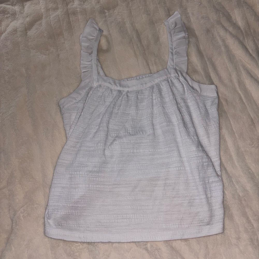 Banana Republic White Ruffled Tank Top